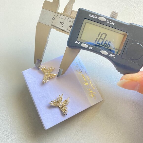 FAC Pave CZ Sparkling Butterly Gold Tone Earrings NWT - Picture 5 of 7